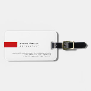 Modern White Red Simple Luggage Tag