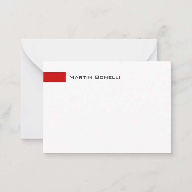 Modern White Red Simple Minimalist Card (Front)