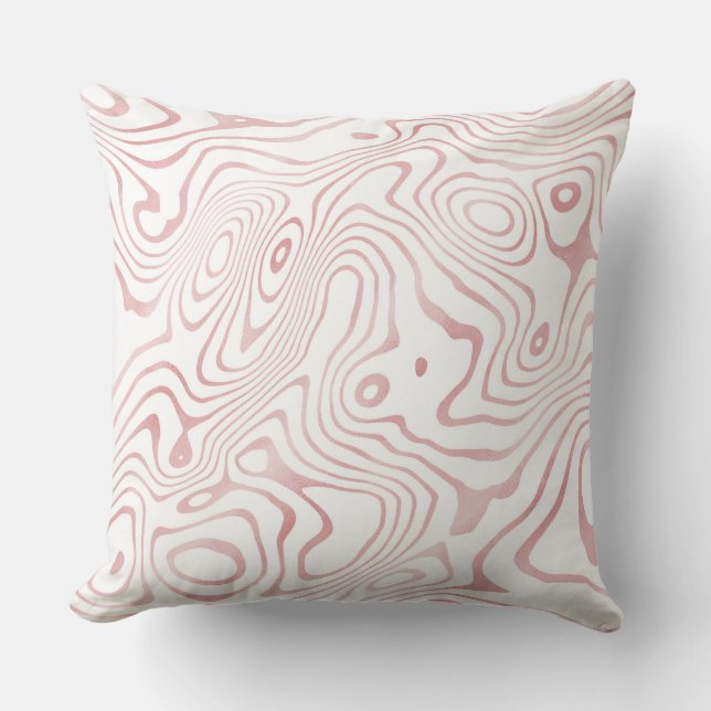 Modern White Rose Gold Marble Abstract Throw Pillow (Front)