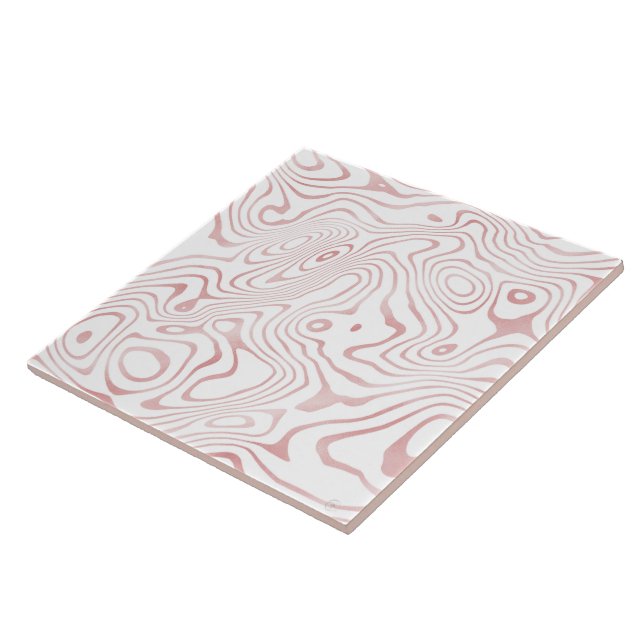 Modern White Rose Gold Marble Abstract Tile (Side)