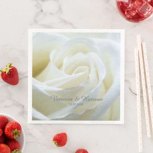 Modern White Rose Napkin (Insitu)