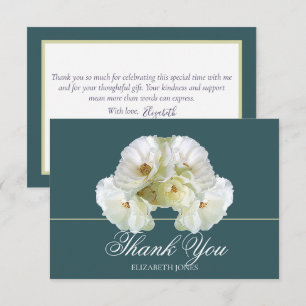 Modern White Roses Bridal Shower Thank You Card