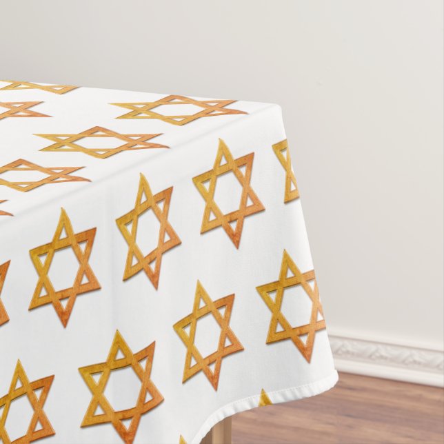Modern White | Rosh Hashanah | STAR OF DAVID Tablecloth (In Situ)