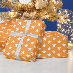 Modern white saffron yellow stars pattern gift wrapping paper