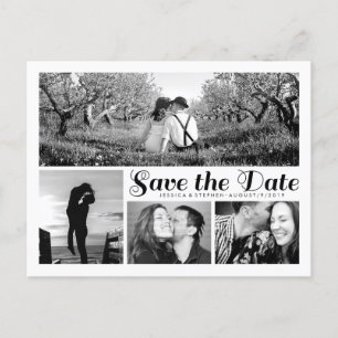 Modern White Save The Date Collage Postcard