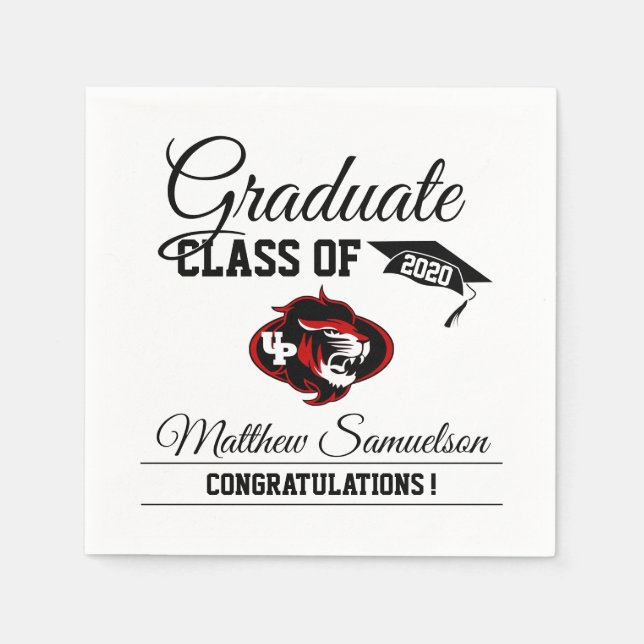 Modern White School GRADUATION | add LOGO Napkin (Front)