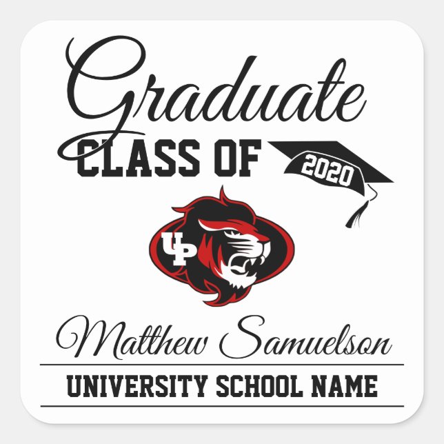 Modern White School GRADUATION | add LOGO Square Sticker (Front)
