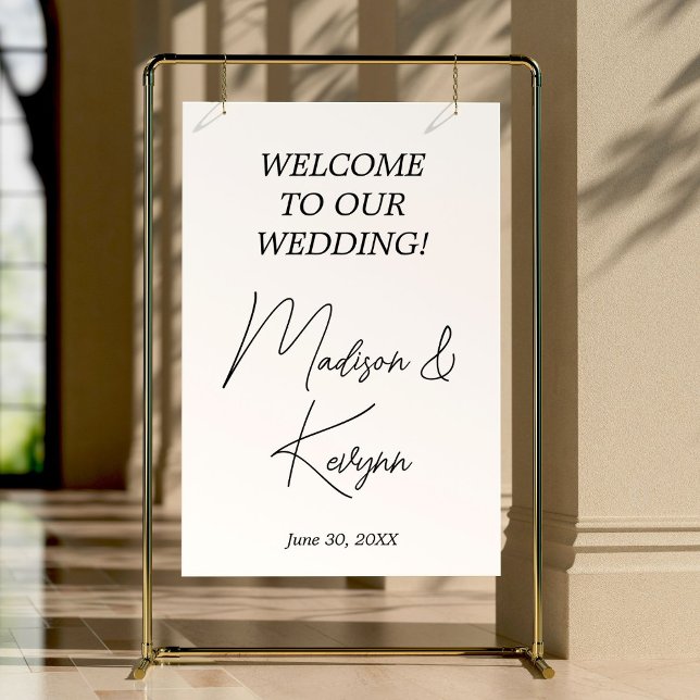 Modern White Script Couples Names Wedding Welcome  Window Cling (Creator Uploaded)