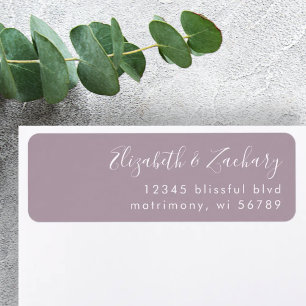 Modern White Script Dusty Lavender Adresse de reto