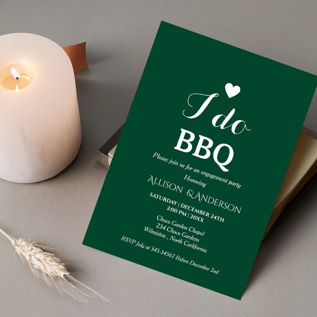 Modern white script i do bbq engagement party  invitation (Creator Uploaded)