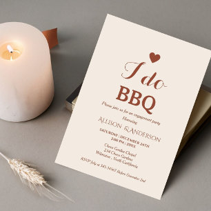 Modern white script i do bbq engagement party invitation