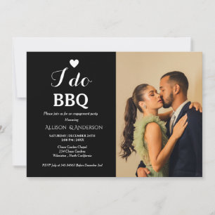 Modern white script i do bbq engagement party  invitation