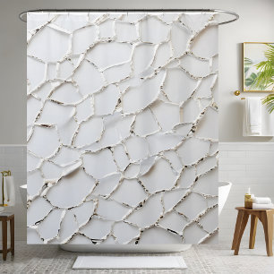 Modern White Sequin Shower Curtain