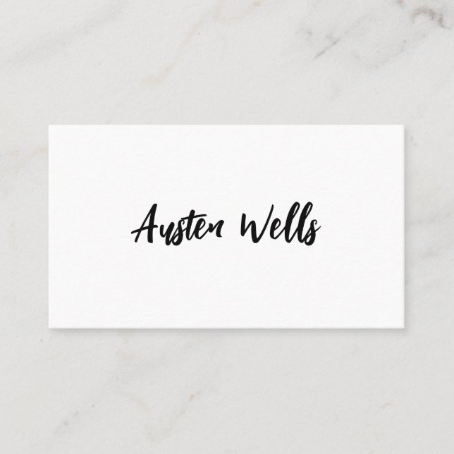 Modern White Signature Script Marker  Name   Busin Business Card (Front)