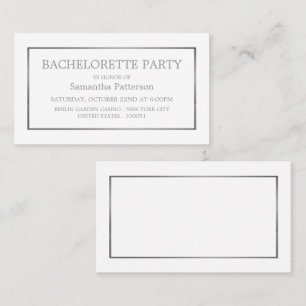 Modern White & Silver Bachelorette Party Invite