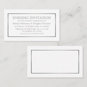 Modern White & Silver Evening Event Ticket Invite