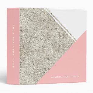 Modern White Silver Glitter Pink triangle Binder