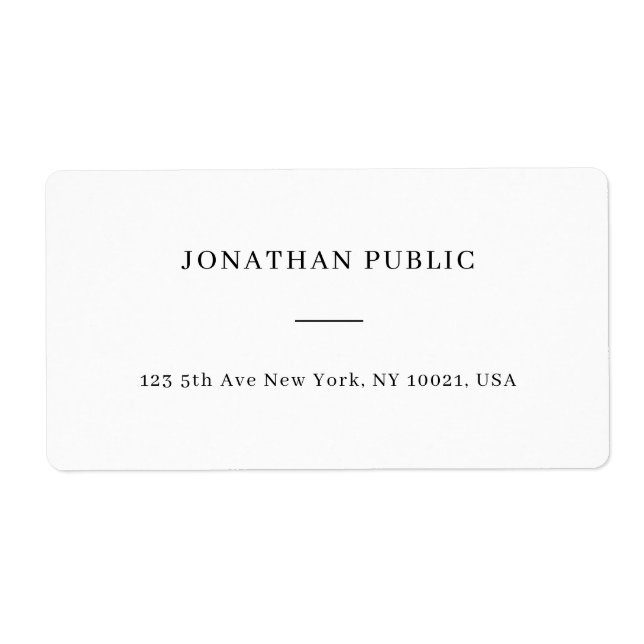Modern White Simple Personalized Template Address (Front)