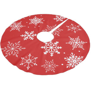 Modern White Snowflakes  Brushed Polyester Tree Skirt