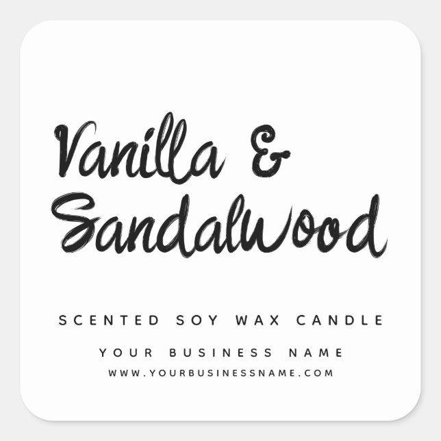 Modern white soy candle label (Front)