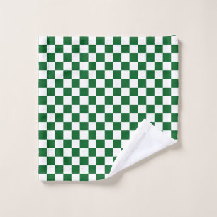 Modern White Squares on Forest Green Wash Cloth