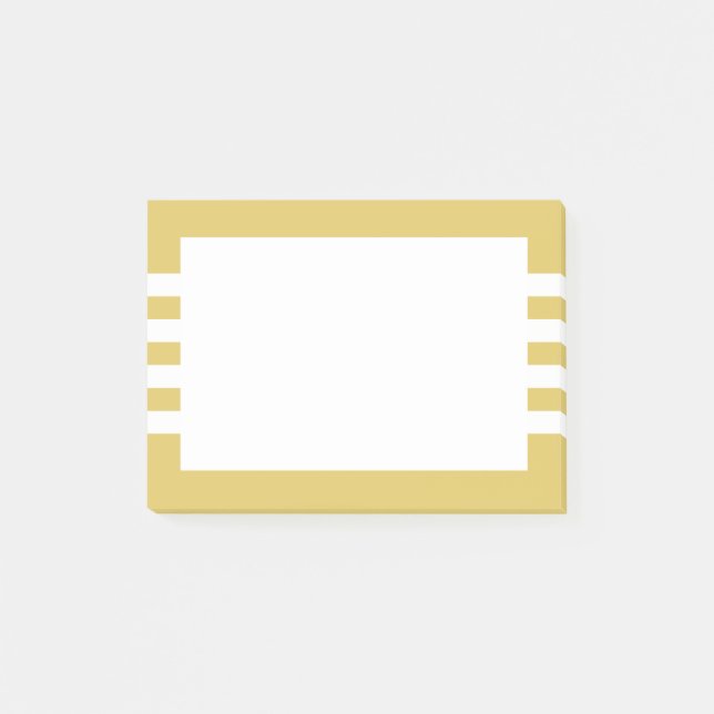 Modern White Stripes Golden Yellow Post-it Notes (Front)