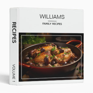 Modern White Stylish Personalized Family Recipes Binder