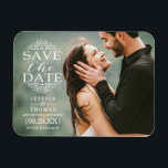 Modern White Swirls | Custom Photo Save The Date Magnet<br><div class="desc">Modern White Swirls | Custom Photo Save The Date Magnets.</div>
