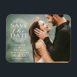 Modern White Swirls | Custom Photo Save The Date Magnet<br><div class="desc">Modern White Swirls | Custom Photo Save The Date Magnets.</div>