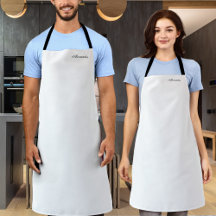 Modern White template,  Black Script Apron