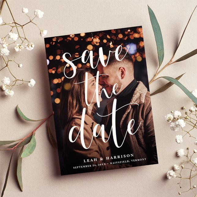 Modern White Text Overlay Photo Save The Date (Creator Uploaded)