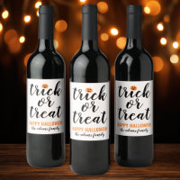 Modern White Trick or Treat Script Family Name