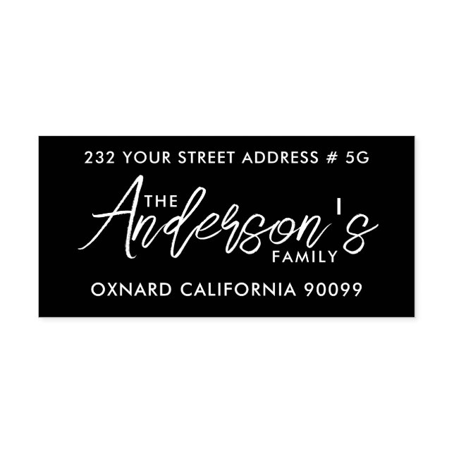 Modern White Typography On Black Rubber Stamp (Imprint)