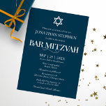Modern White Typography On Blue Bar Mitzvah Invitation<br><div class="desc">Modern White Typography On Blue Bar Mitzvah Invitation</div>