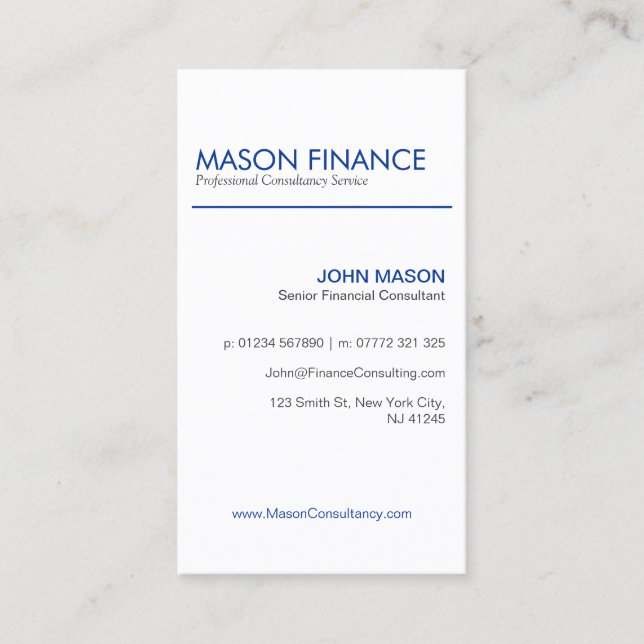 Modern White Vertical - Professional Business Card (Front)