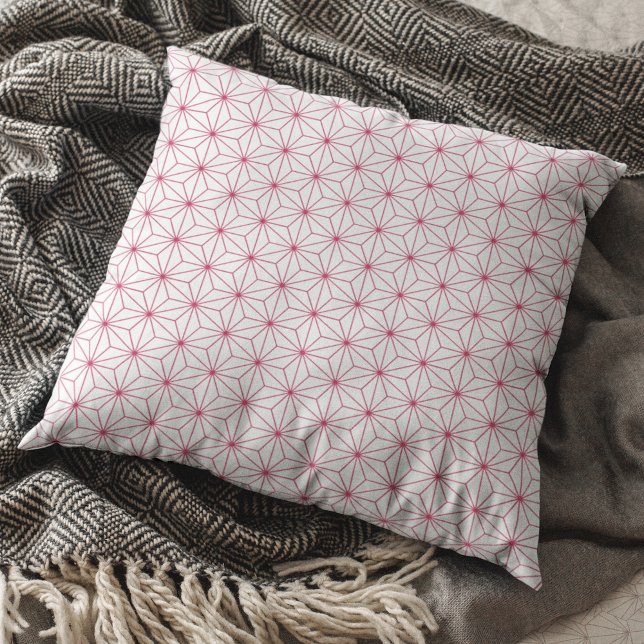 Modern White Viva Magenta Geometric Japanese  Throw Pillow (Creator Uploaded)
