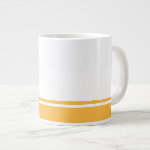 Modern White Warm Yellow Bottom Rim Racing Stripes Large Coffee Mug