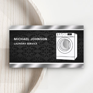 Modern White Washing Machine Laundry Service Business Card