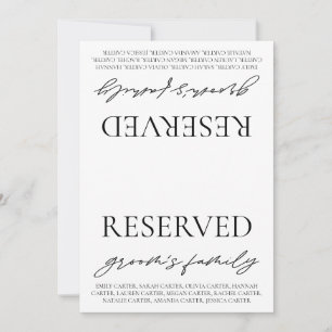 Modern White Wedding Reserved Table Tent Sign Invitation