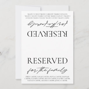 Modern White Wedding Reserved Table Tent Sign Invitation