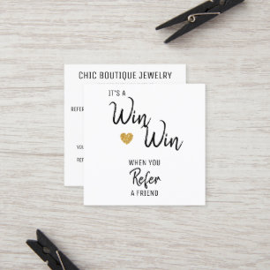 Modern White Win Win Refer a Friend Salon  Referral Card