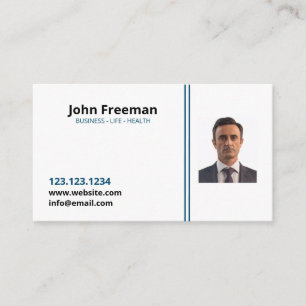 Modern White with Blue Lines Insurance Agent Business Card