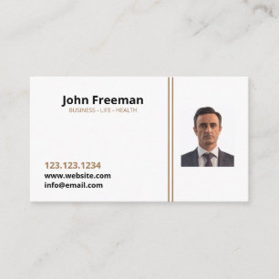 Modern White with Brown Lines Insurance Agent Business Card