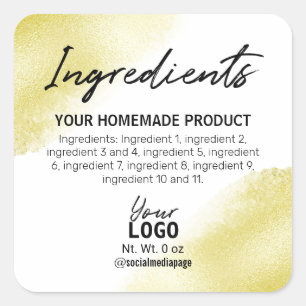 Modern White With Gold Ink Ingredient Labels