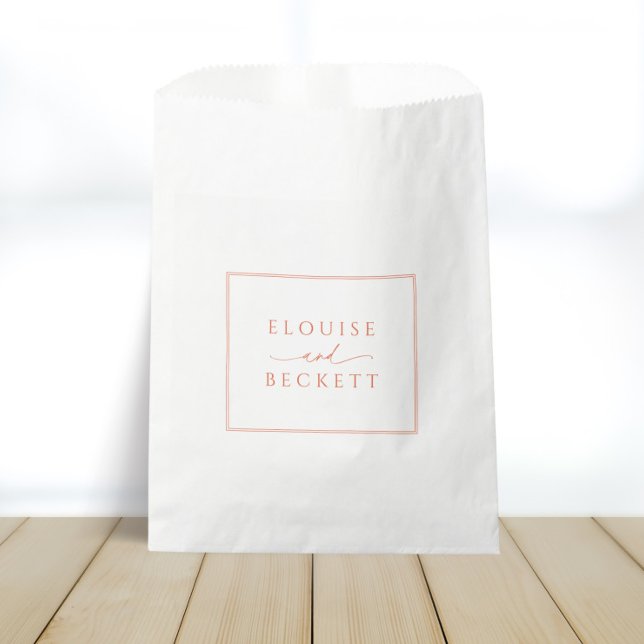 Modern White with Orange Wedding  Favour Bag (Creator Uploaded)