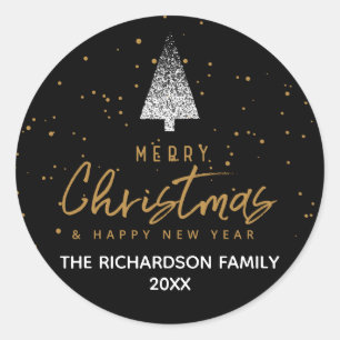 Modern Whitek Christmas Tree Classic Round Sticker
