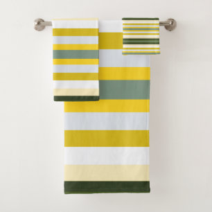 Modern Wide Stripe With Yellows Bath Towel Set
