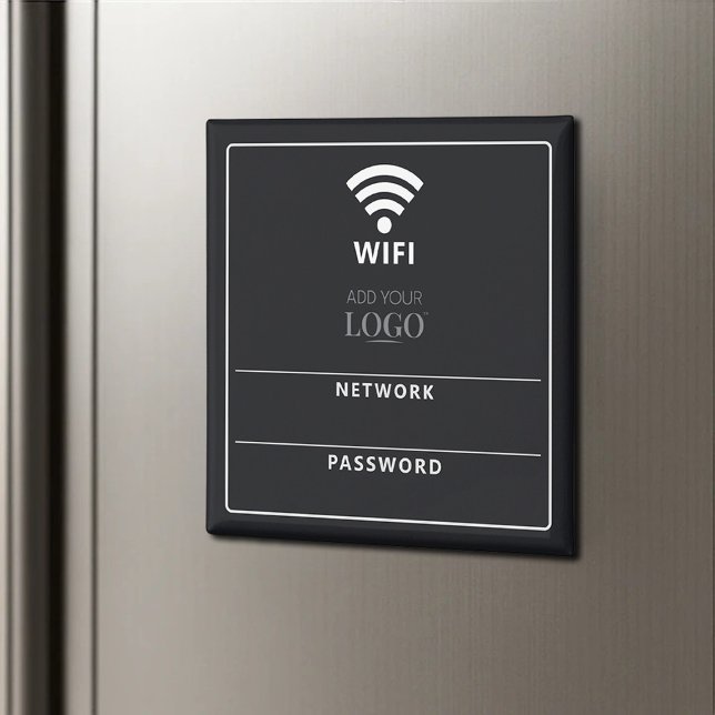 Modern WiFi Network Name & Password QR Code Black Magnet (Creator Uploaded)