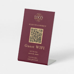 Modern Wifi Password &  Network   Business QR Code Pedestal Sign