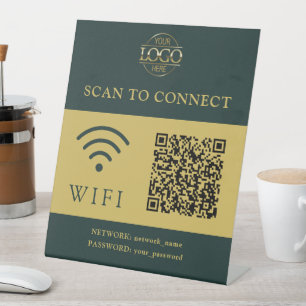 Modern Wifi Password & Network   QR Code Logo Pedestal Sign
